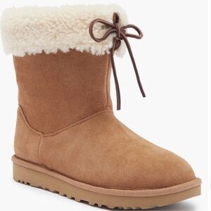 UGG Tan Ankle Boots with Cream Fur